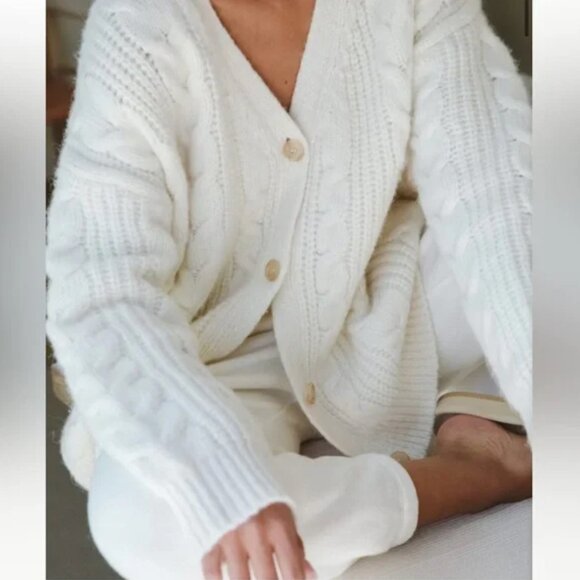 NWT Jenni Kayne Cable Cocoon Cardigan in Ivory Size XS - Picture 4 of 12